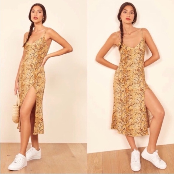 Reformation Crimini Boa Snake Print Slip Dress Size 6 - Picture 2 of 11